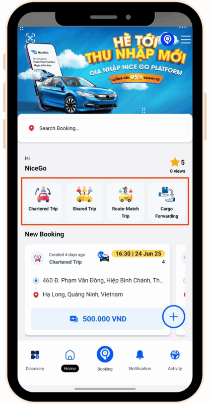 hướng dẫn book xe công nghệ