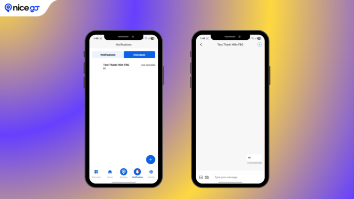 Giao diện nhắn tin/gọi điện trực tiếp với tài xế sau khi hoàn tất đặt xe