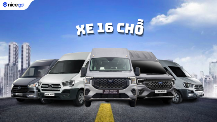 Dàn xe 16 chỗ đời mới của NiceGo phục vụ đưa đón đoàn khách và du lịch.